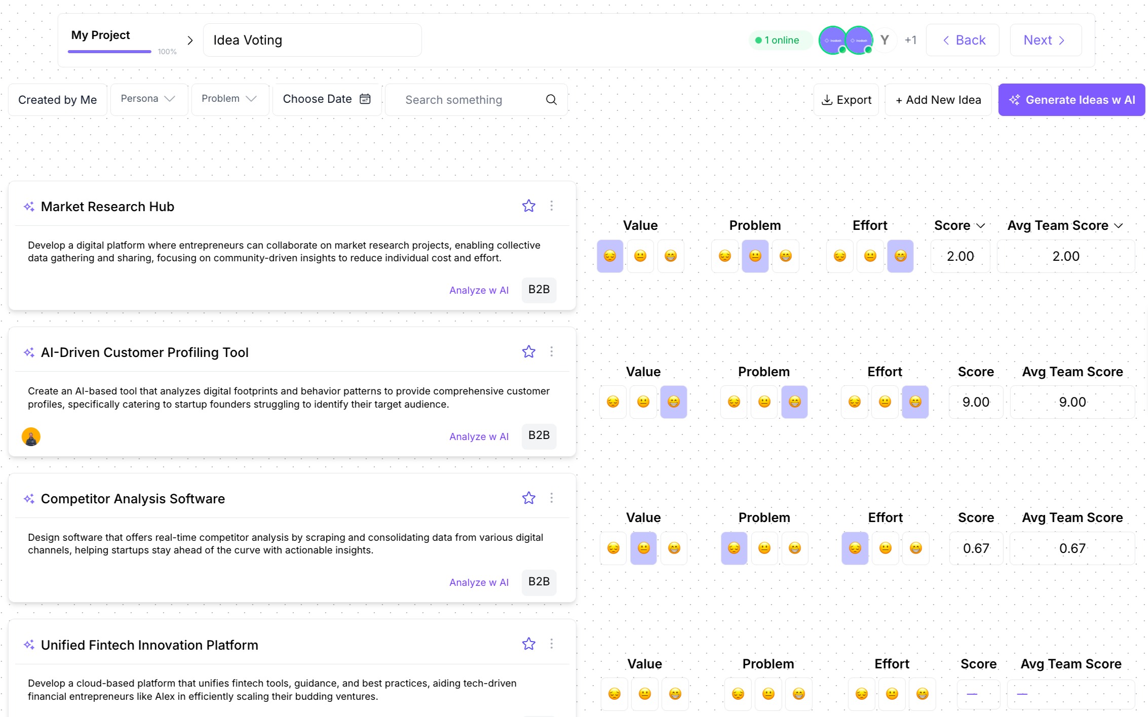 Evaluate and Score Each Idea